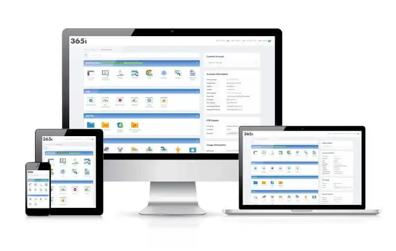 My365i control panel displayed on desktop, laptop, tablet, and smartphone