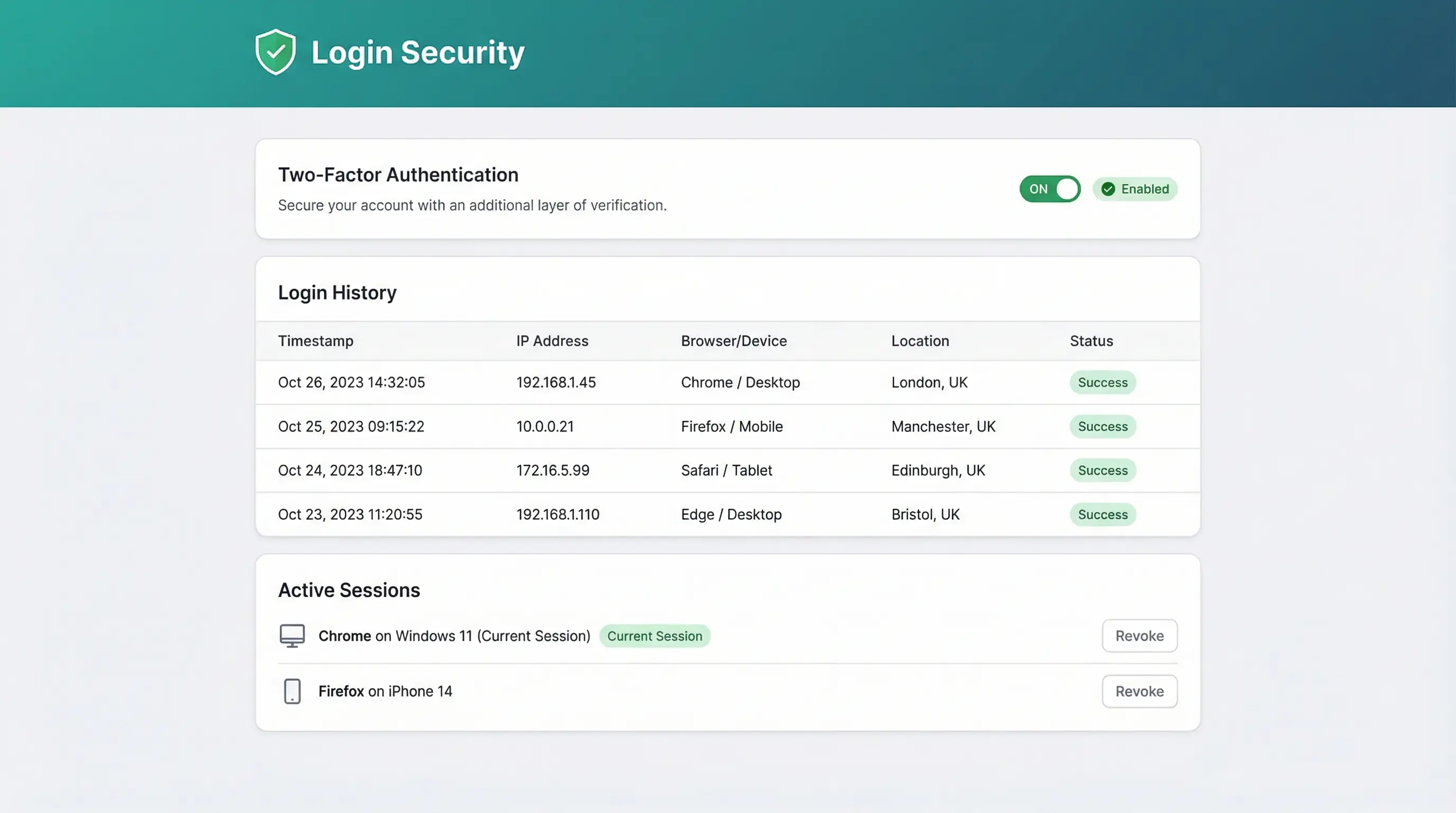 Login Security &amp; 2FA, My365i control panel