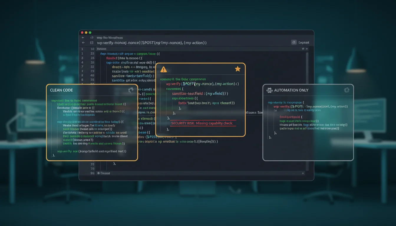 Dark code editor showing three different AI-generated code suggestions with quality indicators
